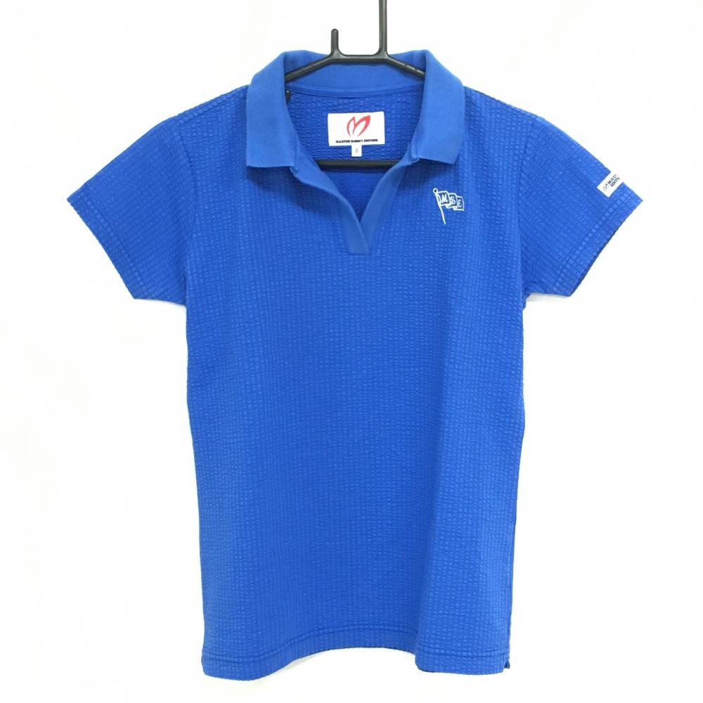 マスターバニー 半袖スキッパーシャツ ブルー サッカー生地 日本製 レディース 0(S) ゴルフウェア MASTER BUNNY EDITION
