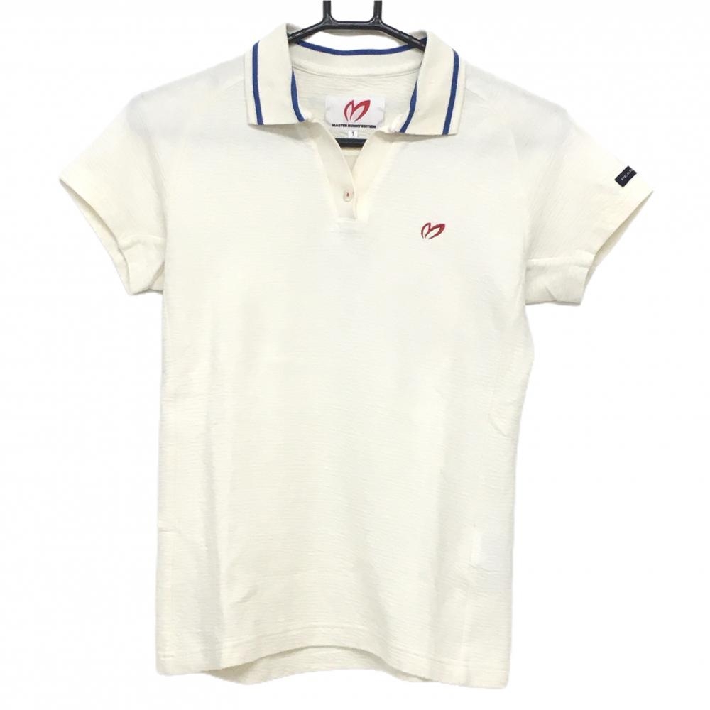 マスターバニー 半袖スキッパーシャツ アイボリー×ブルー 襟ライン レディース 1(M) ゴルフウェア MASTER BUNNY EDITION