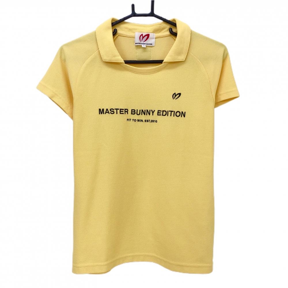 【超美品】マスターバニー 襟付半袖シャツ イエロー×黒 フロントロゴ レディース 1(M) ゴルフウェア MASTER BUNNY EDITION