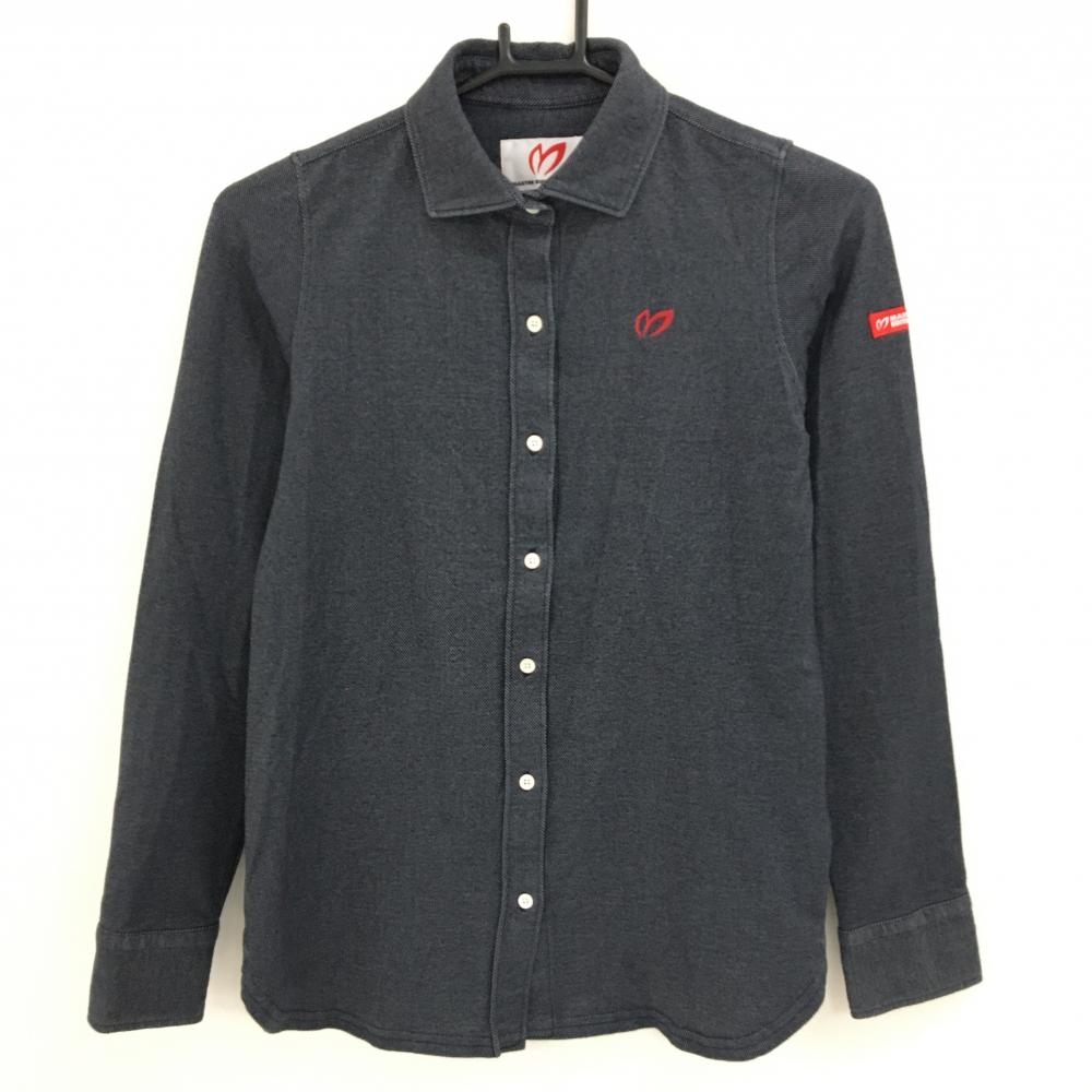 マスターバニー 長袖シャツ ネイビー ロゴ刺しゅうレッド レディース 1(M) ゴルフウェア MASTER BUNNY EDITION