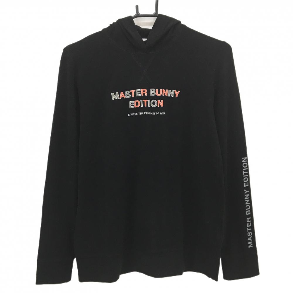 【超美品】マスターバニー フード付き長袖シャツ 黒×グレー 微起毛  レディース 1(M) ゴルフウェア 2024年モデル MASTER BUNNY EDITION