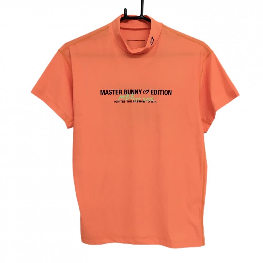 【超美品】マスターバニー 半袖ハイネックシャツ 蛍光オレンジ×黒 レディース 1(M) ゴルフウェア 2024年モデル MASTER BUNNY EDITION