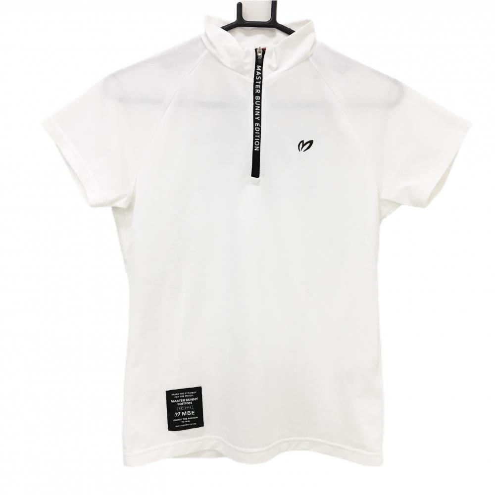 【超美品】マスターバニー 半袖ハイネックシャツ 白 バックプリント  レディース 0(S) ゴルフウェア 2023年モデル MASTER BUNNY EDITION