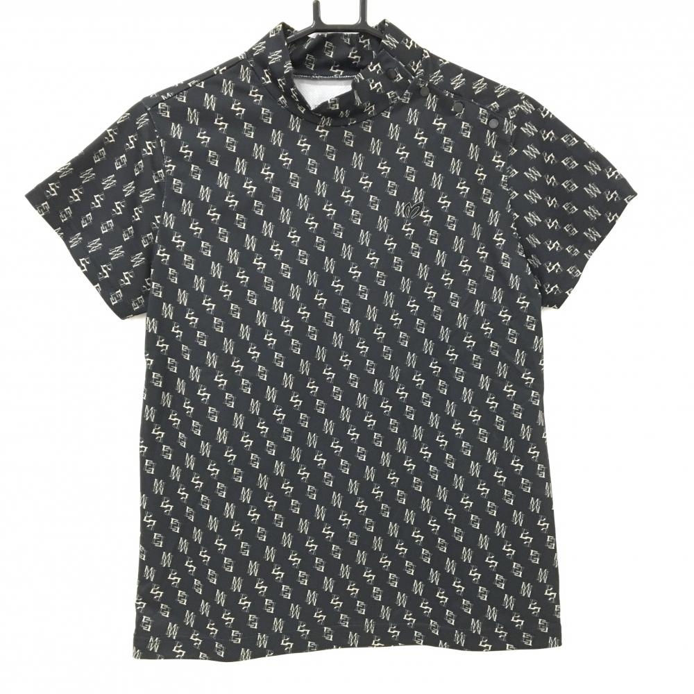 【超美品】マスターバニー 半袖ハイネックシャツ 黒×ベージュ レディース 2(L) ゴルフウェア 2023年モデル MASTER BUNNY EDITION