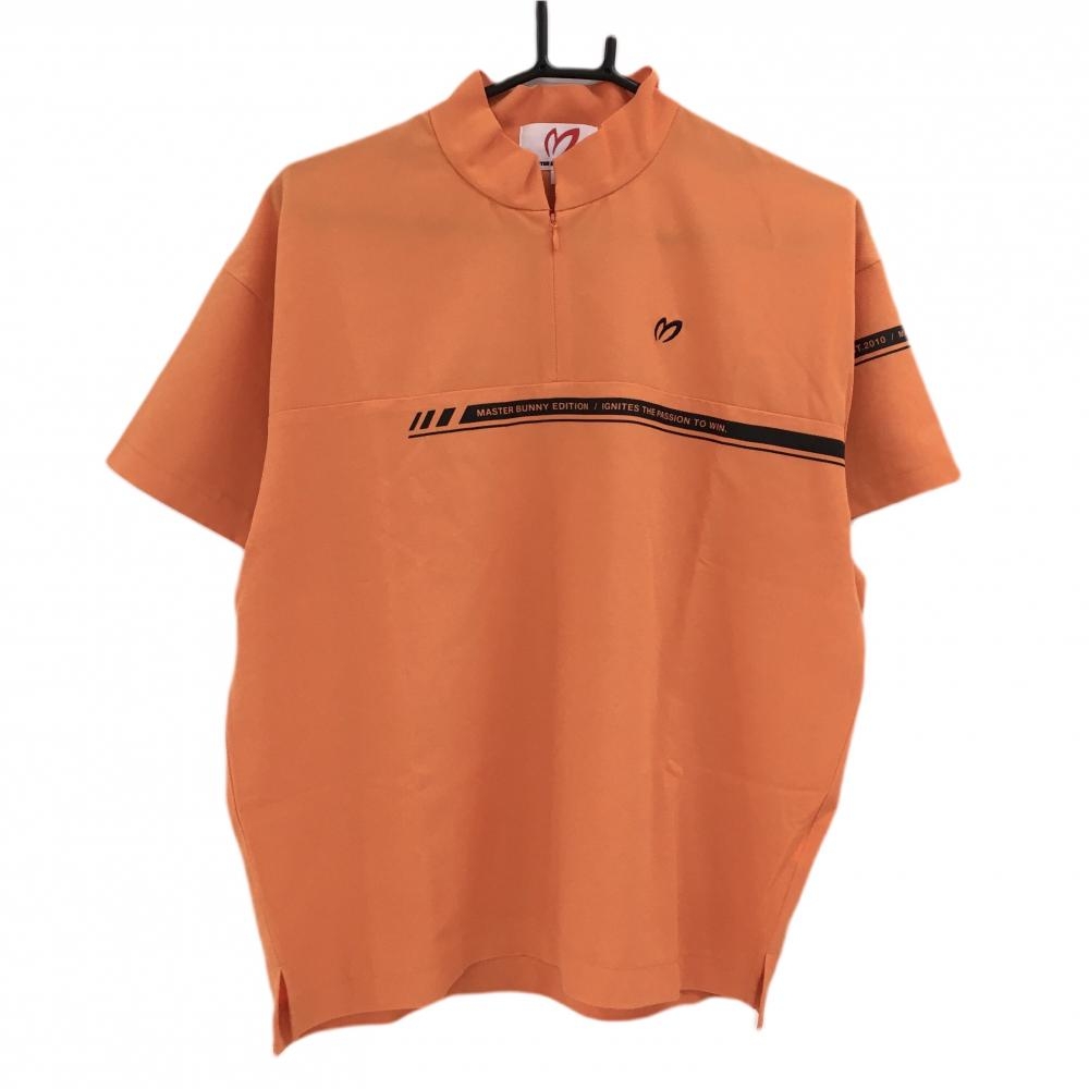 【超美品】マスターバニー 半袖ハイネックシャツ オレンジ×黒 レディース 1(M) ゴルフウェア 2024年モデル MASTER BUNNY EDITION