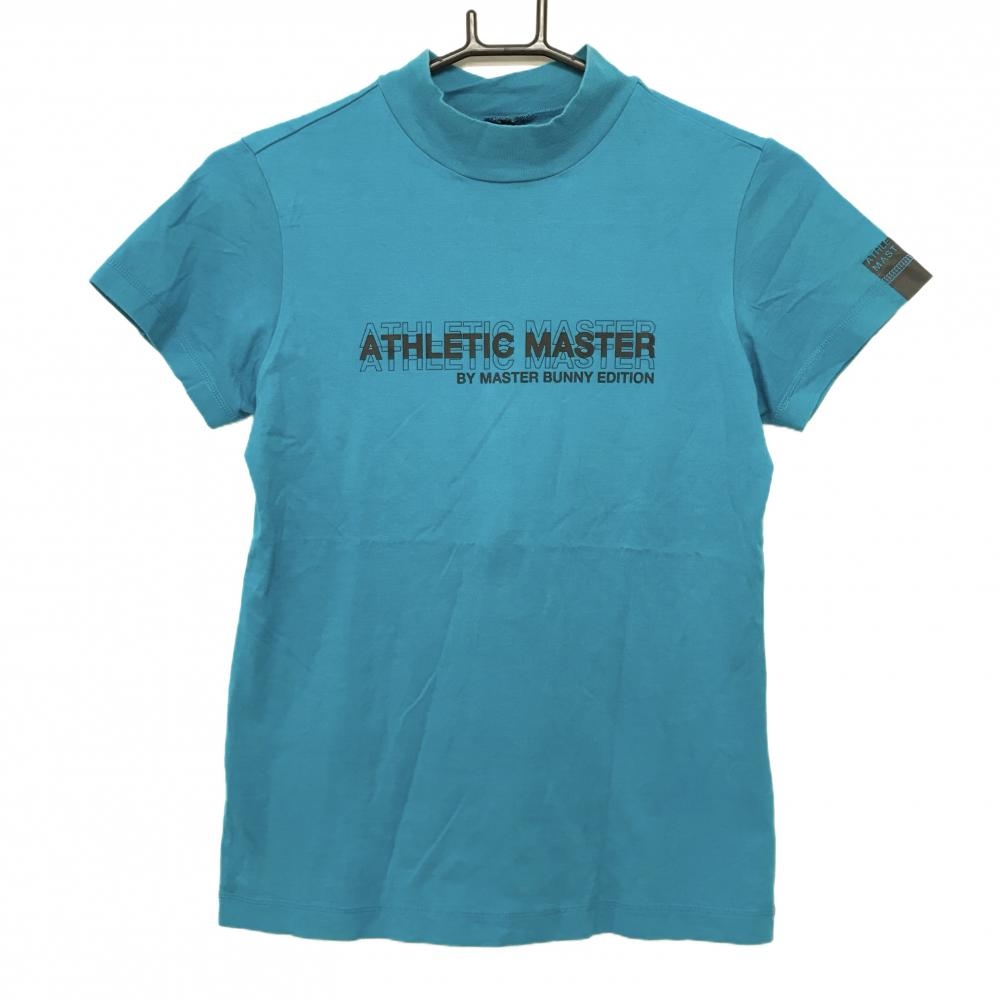 マスターバニー 半袖ハイネックシャツ ライトブルー 背面センターメッシュ ロゴ黒 レディース 0(S) ゴルフウェア MASTER BUNNY EDITION