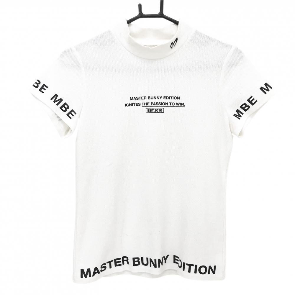 マスターバニー 半袖ハイネックシャツ 白×黒 ロゴプリント  レディース 1(M) ゴルフウェア MASTER BUNNY EDITION