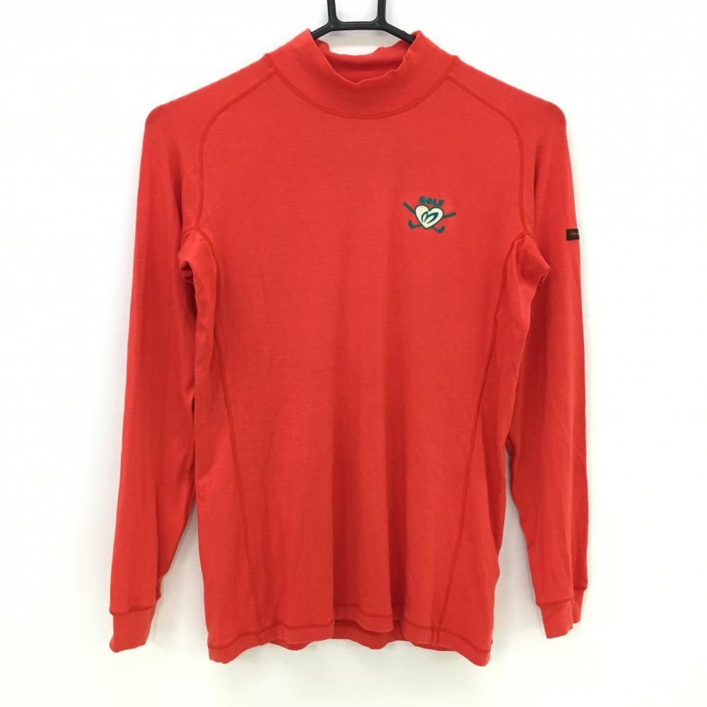 【美品】マスターバニー 長袖ハイネックシャツ オレンジレッド ストレッチ インナー レディース 0(S) ゴルフウェア MASTER BUNNY EDITION