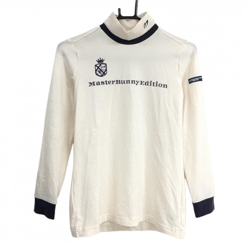 【美品】マスターバニー 長袖ハイネックシャツ アイボリー×ネイビー  レディース 0(S) ゴルフウェア MASTER BUNNY EDITION
