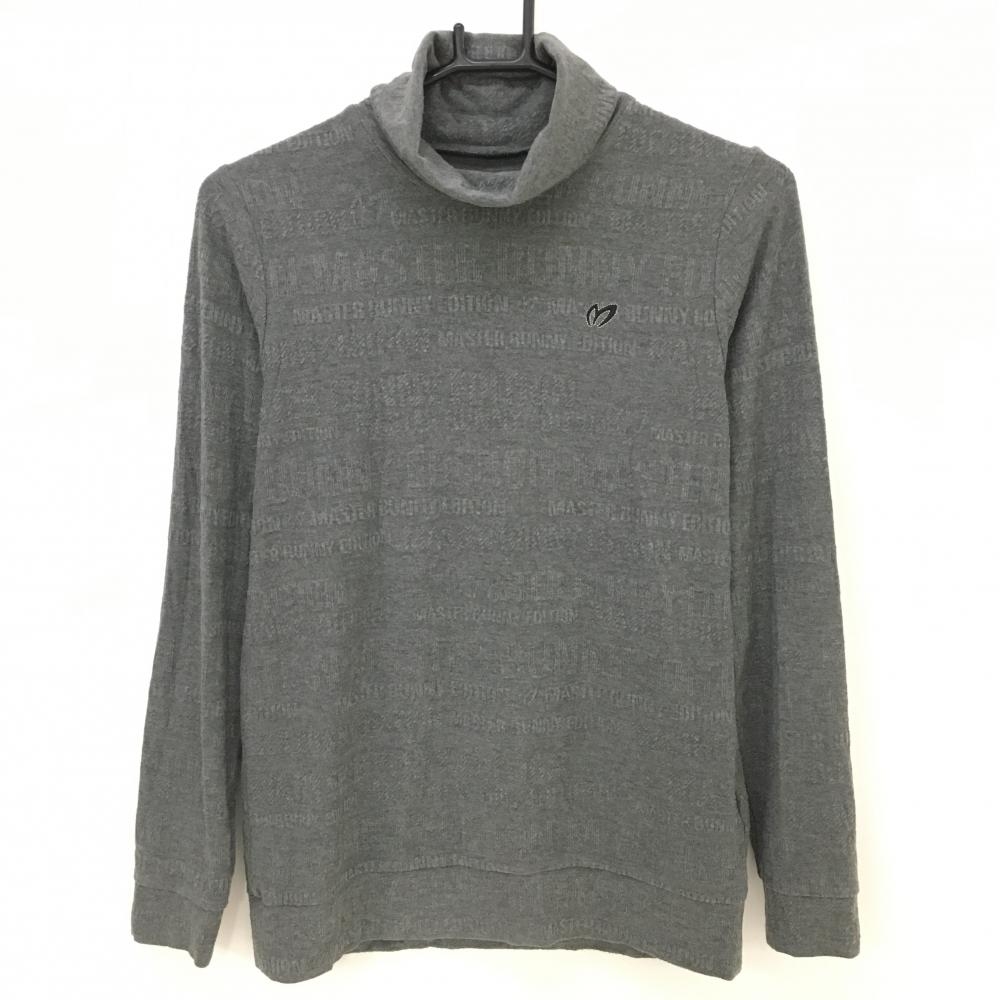 【美品】マスターバニー 長袖ハイネックシャツ グレー系 総柄織生地   レディース 1(M) ゴルフウェア 2024年モデル MASTER BUNNY EDITION