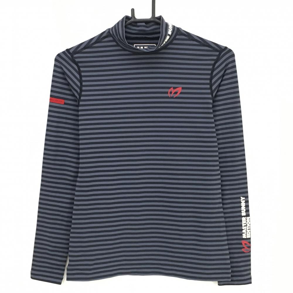 マスターバニー 長袖ハイネックシャツ グレー×黒 ボーダー  レディース 1(M) ゴルフウェア MASTER BUNNY EDITION