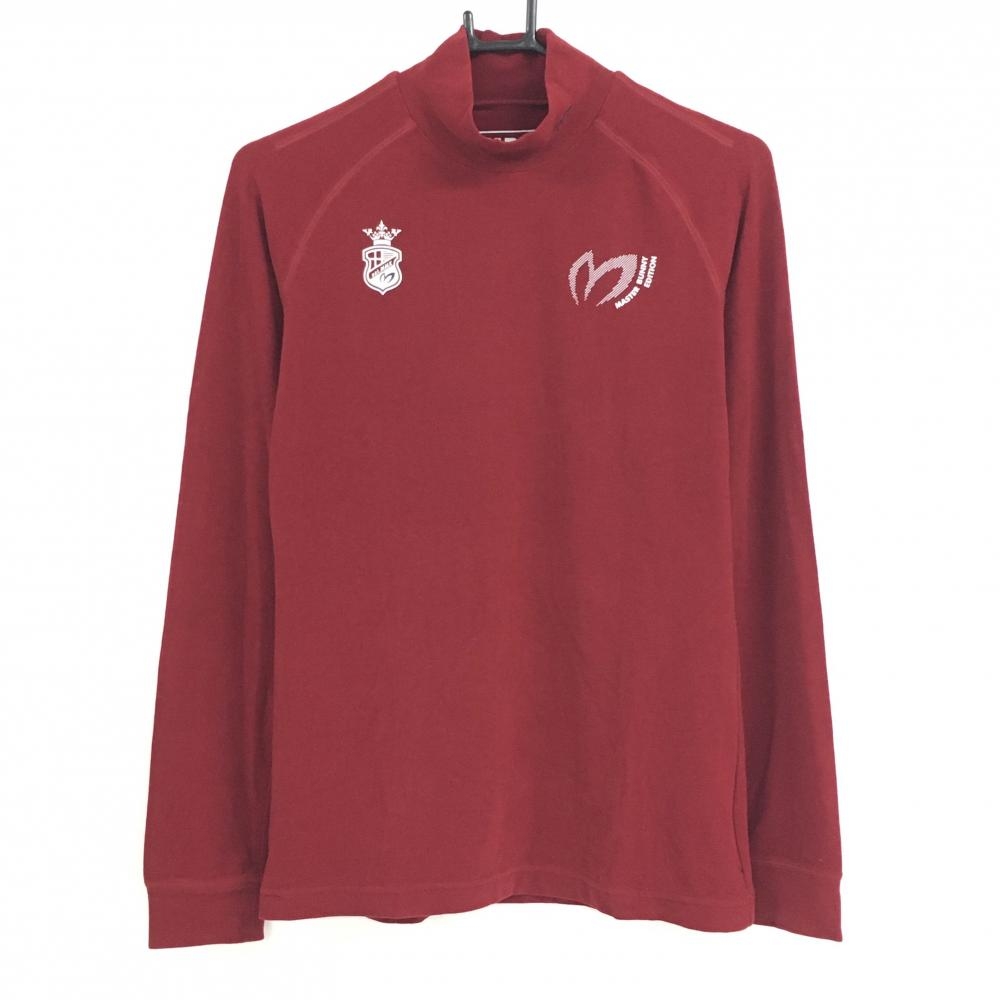 【超美品】マスターバニー 長袖ハイネックシャツ ボルドー 起毛素材 ストレッチ レディース 2(L) ゴルフウェア MASTER BUNNY EDITION