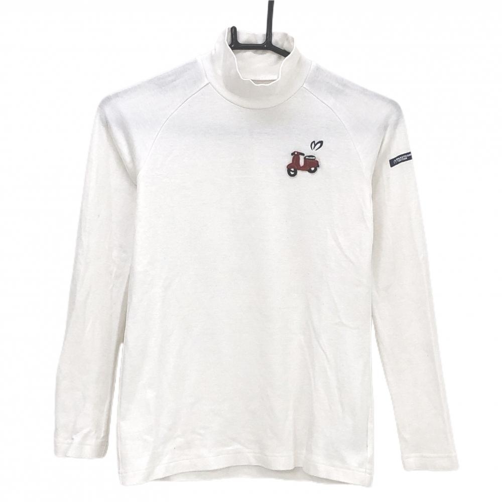【美品】マスターバニー 長袖ハイネックシャツ 白 微起毛 ワッペン レディース 0(S) ゴルフウェア MASTER BUNNY EDITION
