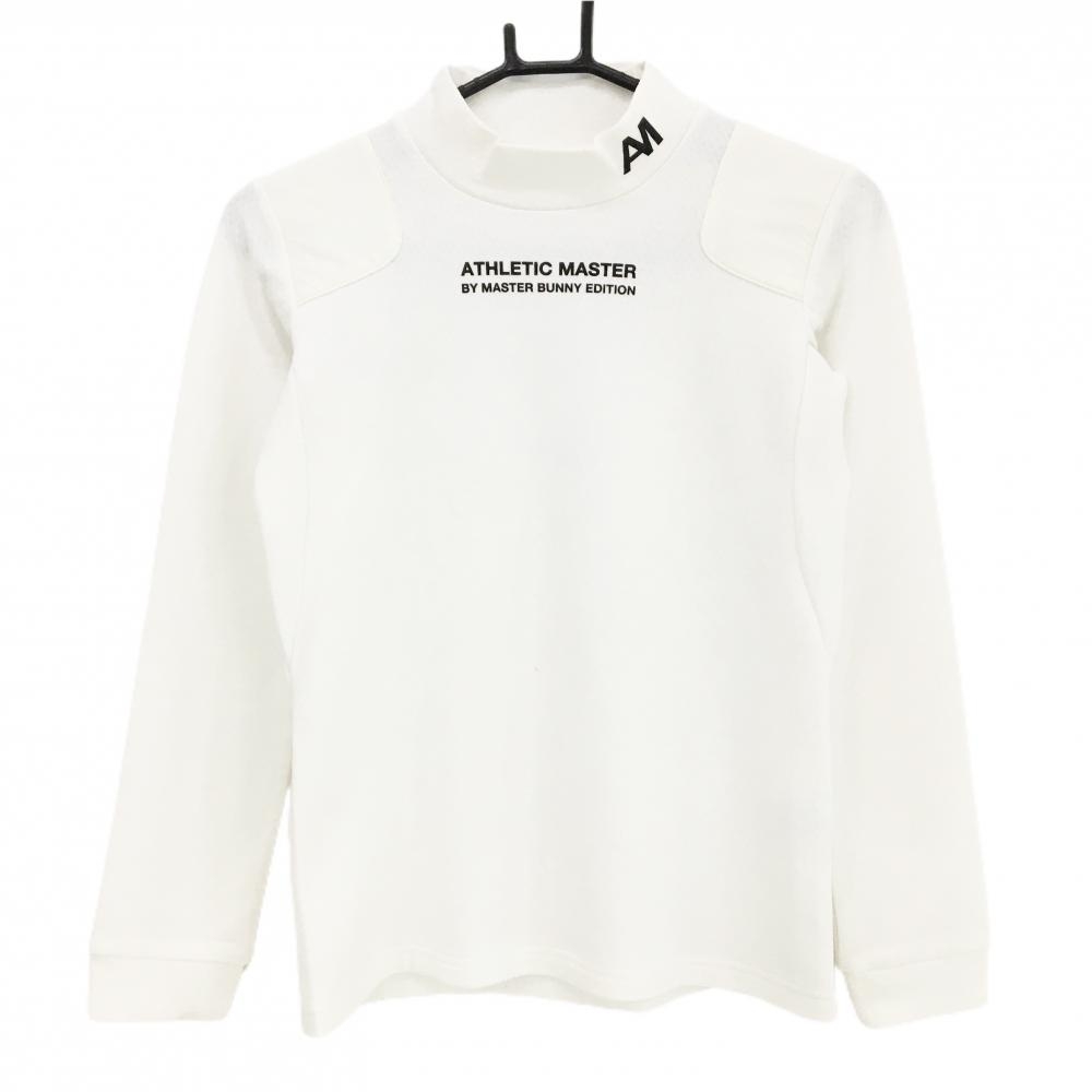マスターバニー 長袖ハイネックシャツ 白×黒 ロゴプリント 裏微起毛 レディース 0(S) ゴルフウェア MASTER BUNNY EDITION