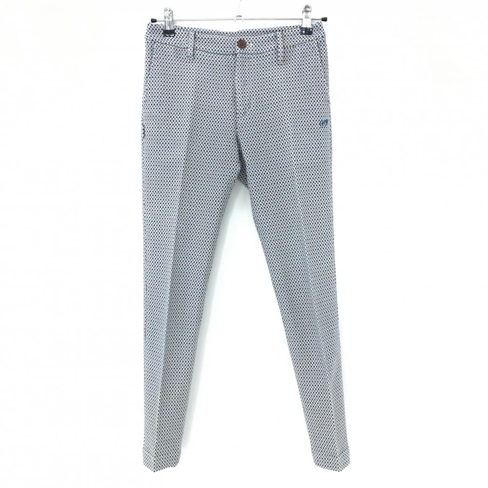 【美品】マスターバニー パンツ ライトブルー×ブラウン ドット風 ストレッチ レディース 0(S) ゴルフウェア MASTER BUNNY EDITION