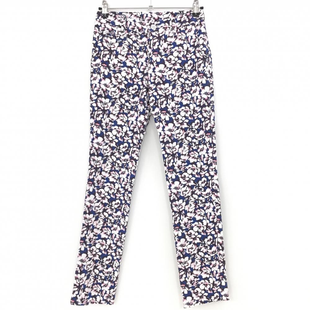 【美品】マスターバニー パンツ ブルー×ピンク 花柄  レディース 1(M) ゴルフウェア MASTER BUNNY EDITION