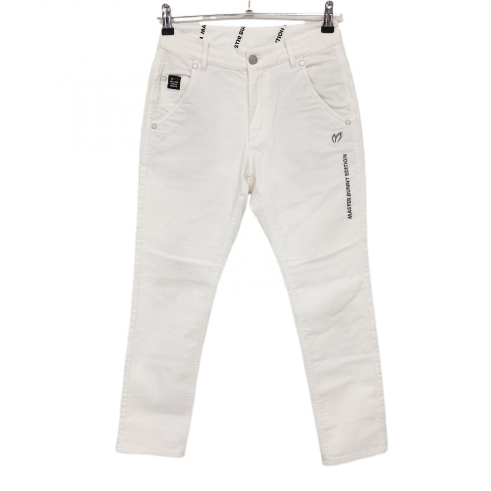 マスターバニー パンツ 白 バックロゴ刺しゅう コットン混  レディース 00(XS) ゴルフウェア MASTER BUNNY EDITION