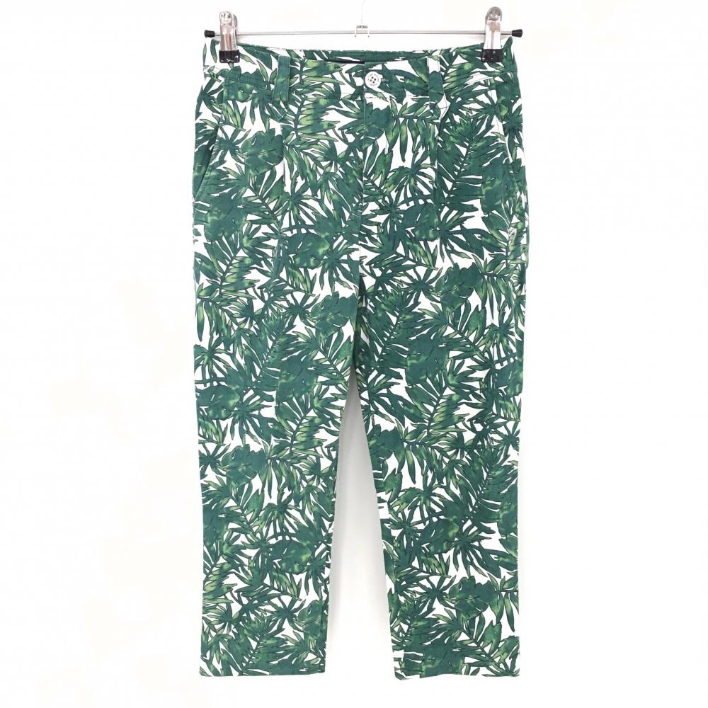 【美品】マスターバニー 七分丈パンツ 白×グリーン リーフ柄  レディース 0(S) ゴルフウェア MASTER BUNNY EDITION