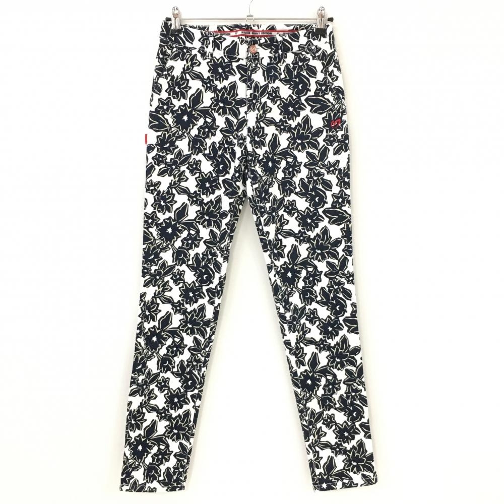 マスターバニー パンツ 白×ネイビー 花柄 ストレッチ  レディース 1(M) ゴルフウェア MASTER BUNNY EDITION