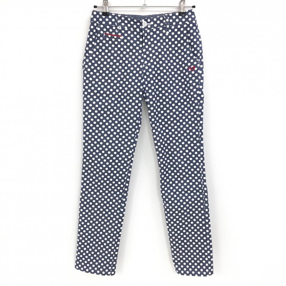 【美品】マスターバニー パンツ ネイビー×白 ドット ストレッチ  レディース 0(S) ゴルフウェア MASTER BUNNY EDITION