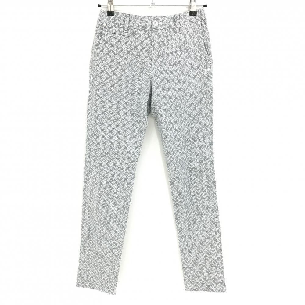 【超美品】マスターバニー パンツ 白×グレー 総柄 ストレッチ  レディース 0(S) ゴルフウェア MASTER BUNNY EDITION
