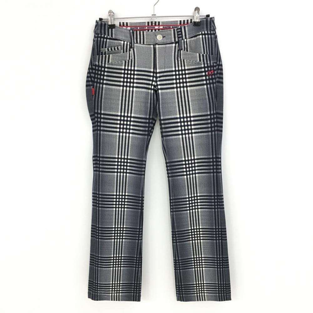【超美品】マスターバニー ストレッチパンツ 白×黒 チェック グラデーション レディース 0 ゴルフウェア MASTER BUNNY EDITION