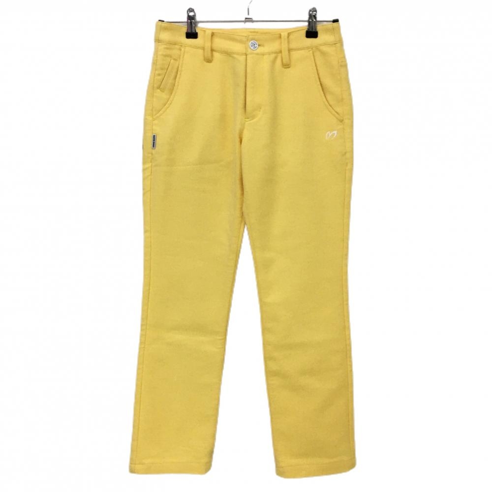 【美品】マスターバニー パンツ イエロー ロゴ刺しゅう白 レディース 0(S) ゴルフウェア MASTER BUNNY EDITION