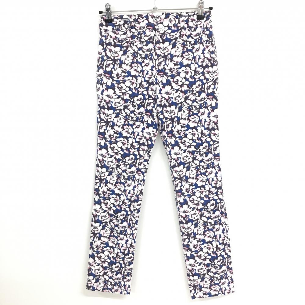 【超美品】マスターバニー パンツ ブルー×ネイビー 花柄 レディース 0(S) ゴルフウェア MASTER BUNNY EDITION