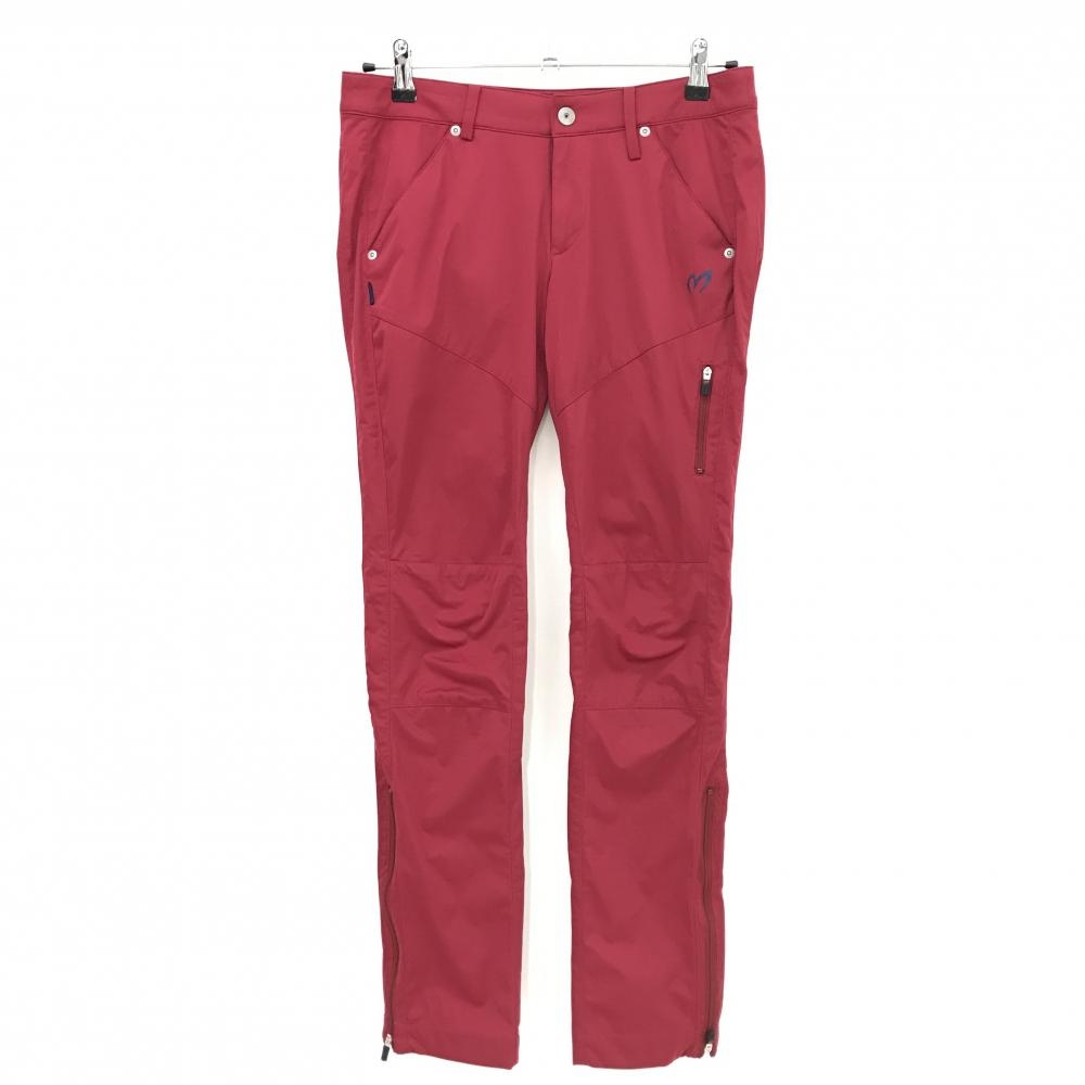 【美品】マスターバニー パンツ ボルドー ロゴネイビー 裾ジップ レディース 1(M) ゴルフウェア MASTER BUNNY EDITION