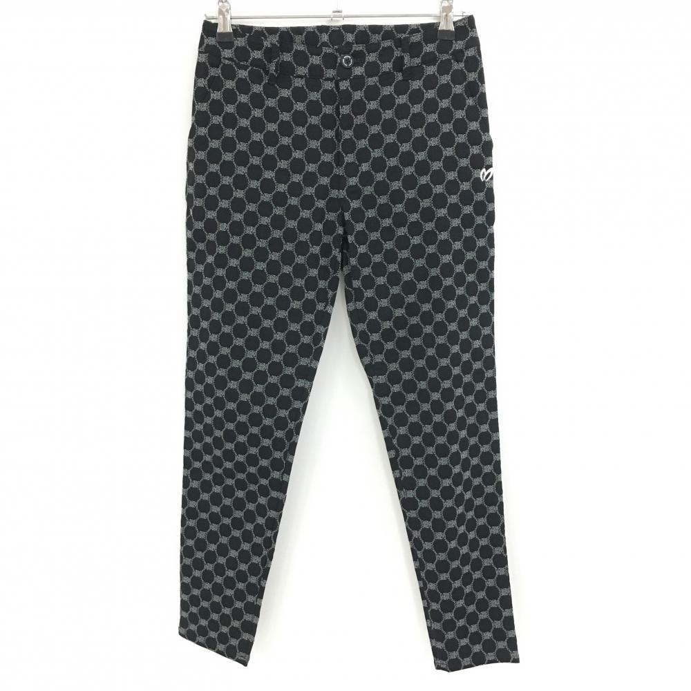 【超美品】マスターバニー パンツ 黒×白 ロゴ総柄 ストレッチ レディース 1(M) ゴルフウェア 2023年モデル MASTER BUNNY EDITION
