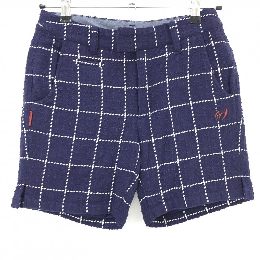 マスターバニー ショートパンツ ネイビー×白 チェック 裏地付き  レディース 0(S) ゴルフウェア MASTER BUNNY EDITION