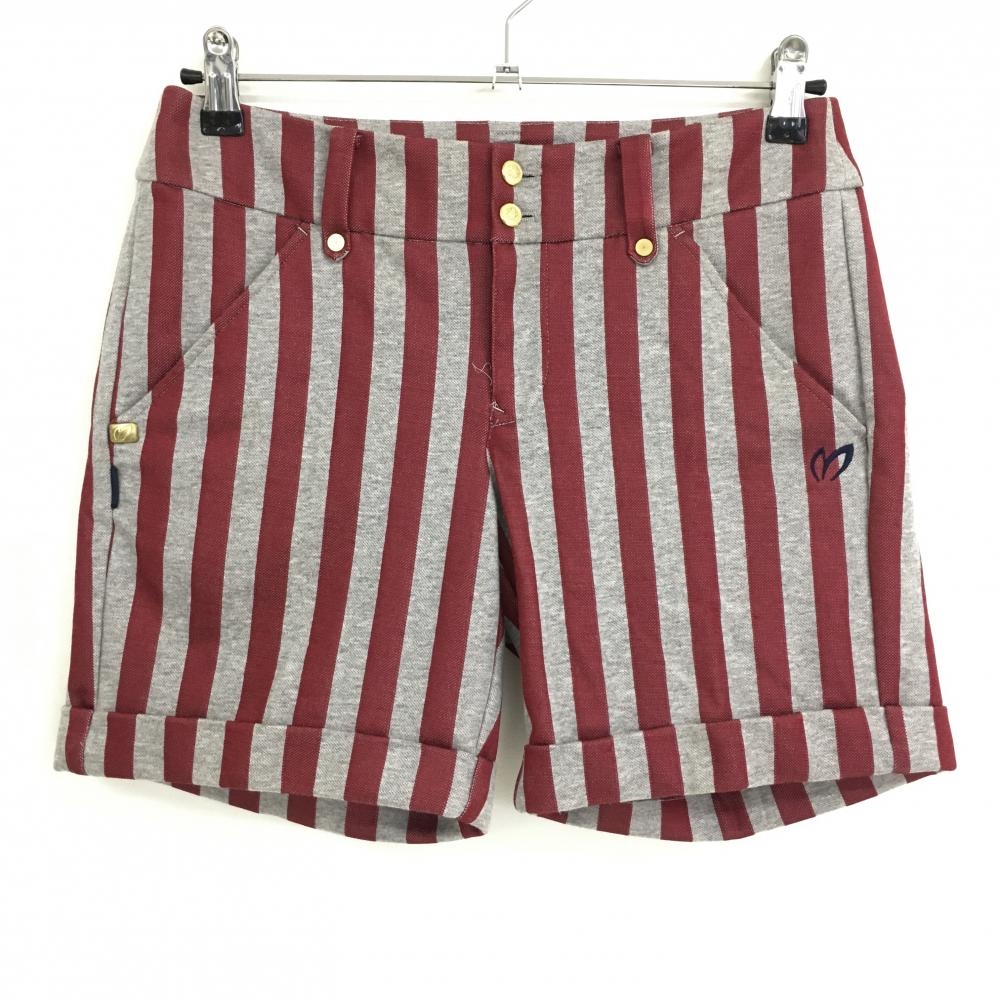 マスターバニー ショートパンツ ボルドー×グレー ストライプ レディース 1(M) ゴルフウェア MASTER BUNNY EDITION