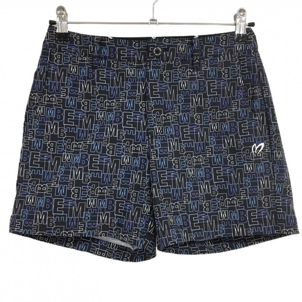 【超美品】マスターバニー ショートパンツ ダークネイビー×白 ロゴ総柄 ストレッチ レディース 0(S) ゴルフウェア MASTER BUNNY EDITION