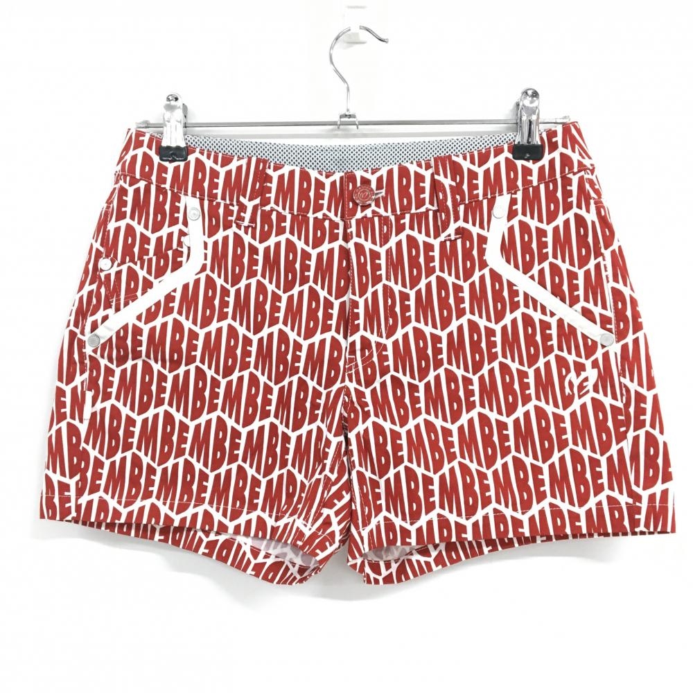 【超美品】マスターバニー ショートパンツ 白×レッド ロゴ総柄  レディース 1(M) ゴルフウェア MASTER BUNNY EDITION