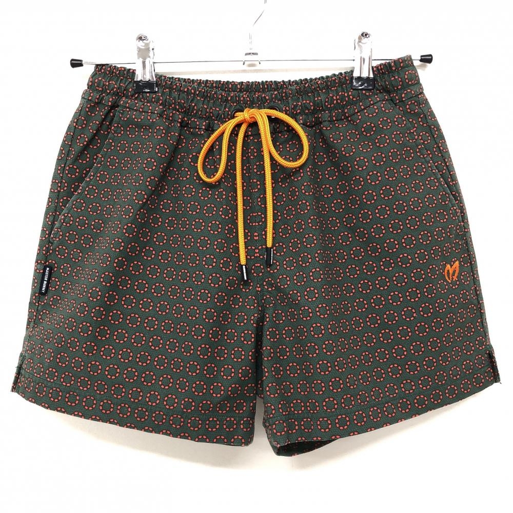 マスターバニー ショートパンツ ダークグリーン系×レッド 総柄 裏地メッシュ レディース 0(S) ゴルフウェア MASTER BUNNY EDITION
