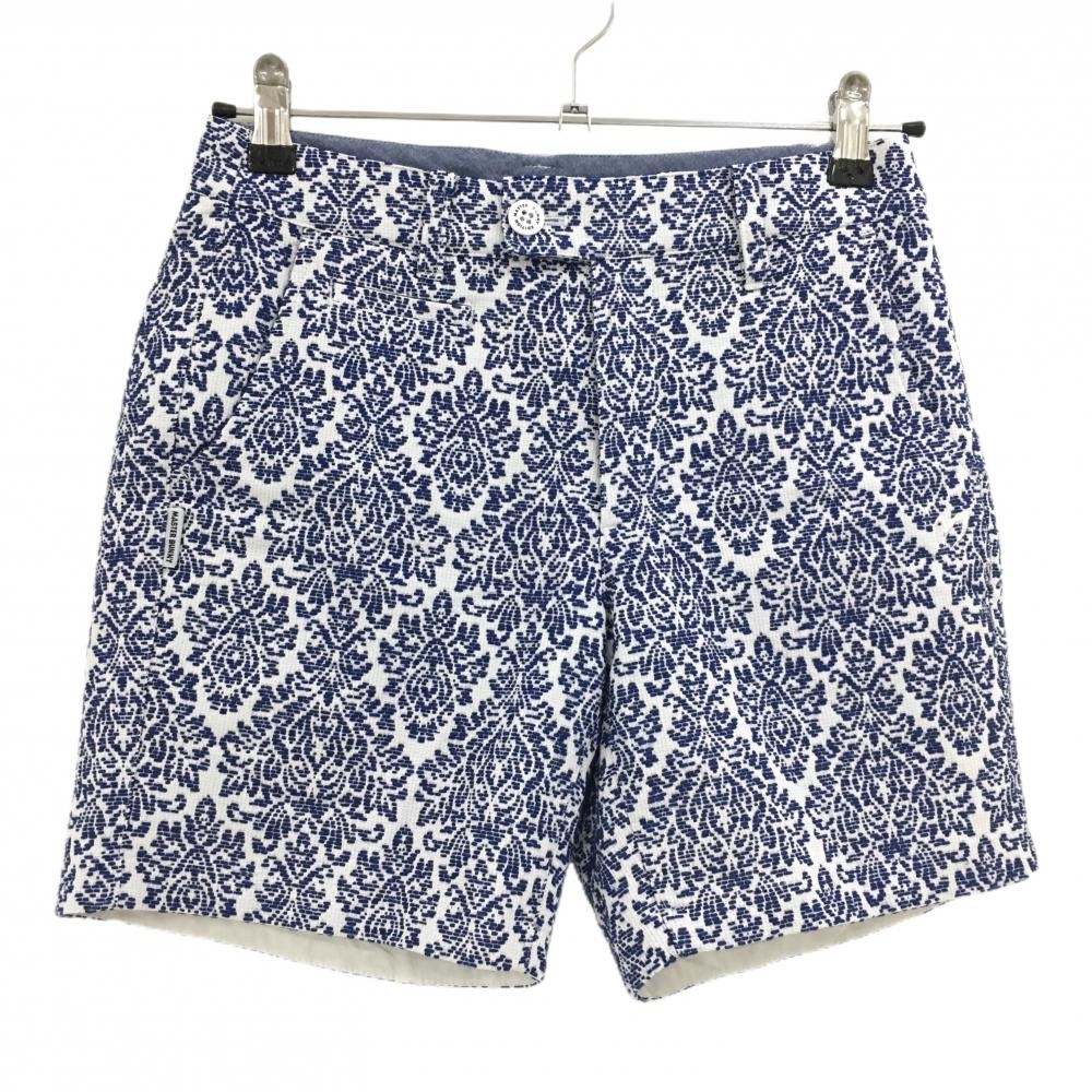 【超美品】マスターバニー ショートパンツ 白×ネイビー 総柄織生地 レディース 0(S) ゴルフウェア MASTER BUNNY EDITION