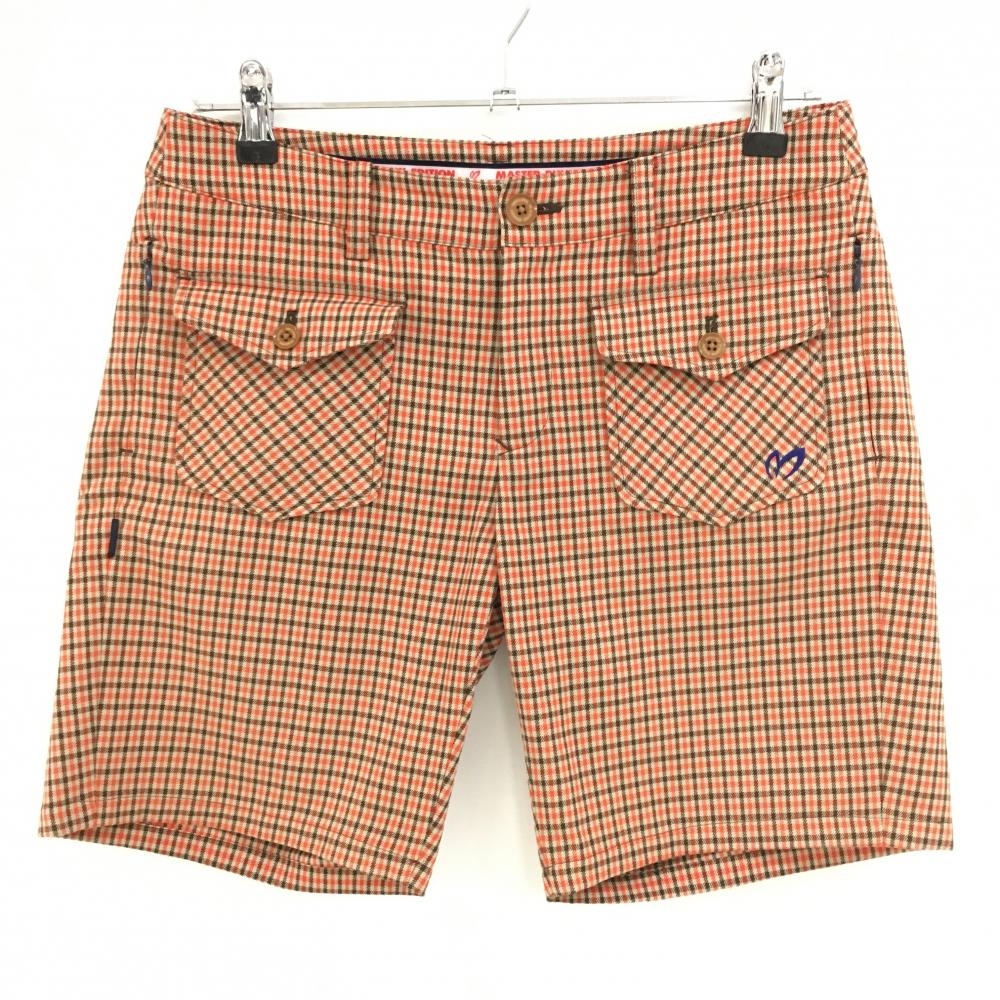 【超美品】マスターバニー ショートパンツ ベージュ×レッド チェック ウール混  レディース 1(M) ゴルフウェア MASTER BUNNY EDITION