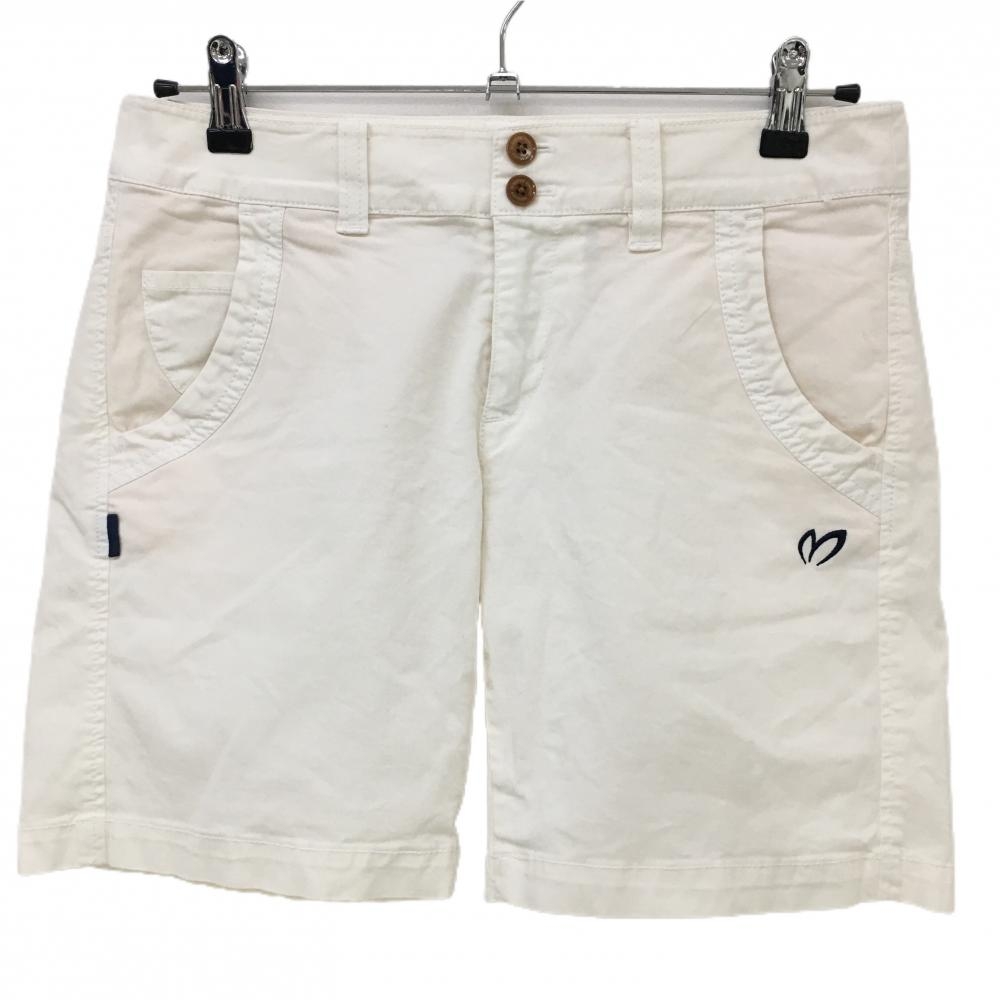 マスターバニー ショートパンツ 白 ロゴネイビー  レディース 2(L) ゴルフウェア MASTER BUNNY EDITION
