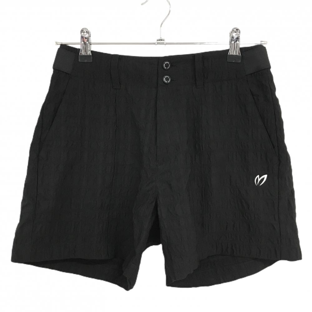 【超美品】マスターバニー ショートパンツ 黒 総柄地模様 サッカー生地風 レディース 0(S) ゴルフウェア MASTER BUNNY EDITION