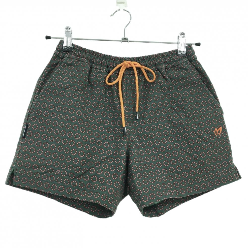 【美品】マスターバニー ショートパンツ カーキ×オレンジ 総柄 裏地メッシュ  レディース 0(S) ゴルフウェア MASTER BUNNY EDITION