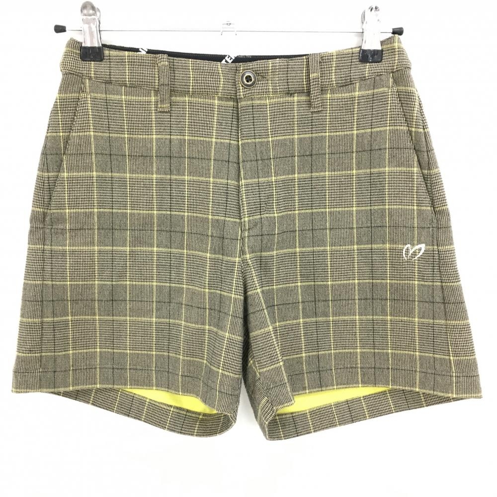 【超美品】マスターバニー ショートパンツ ブラウン×イエロー グレンチェック  レディース 00(XS) ゴルフウェア MASTER BUNNY EDITION