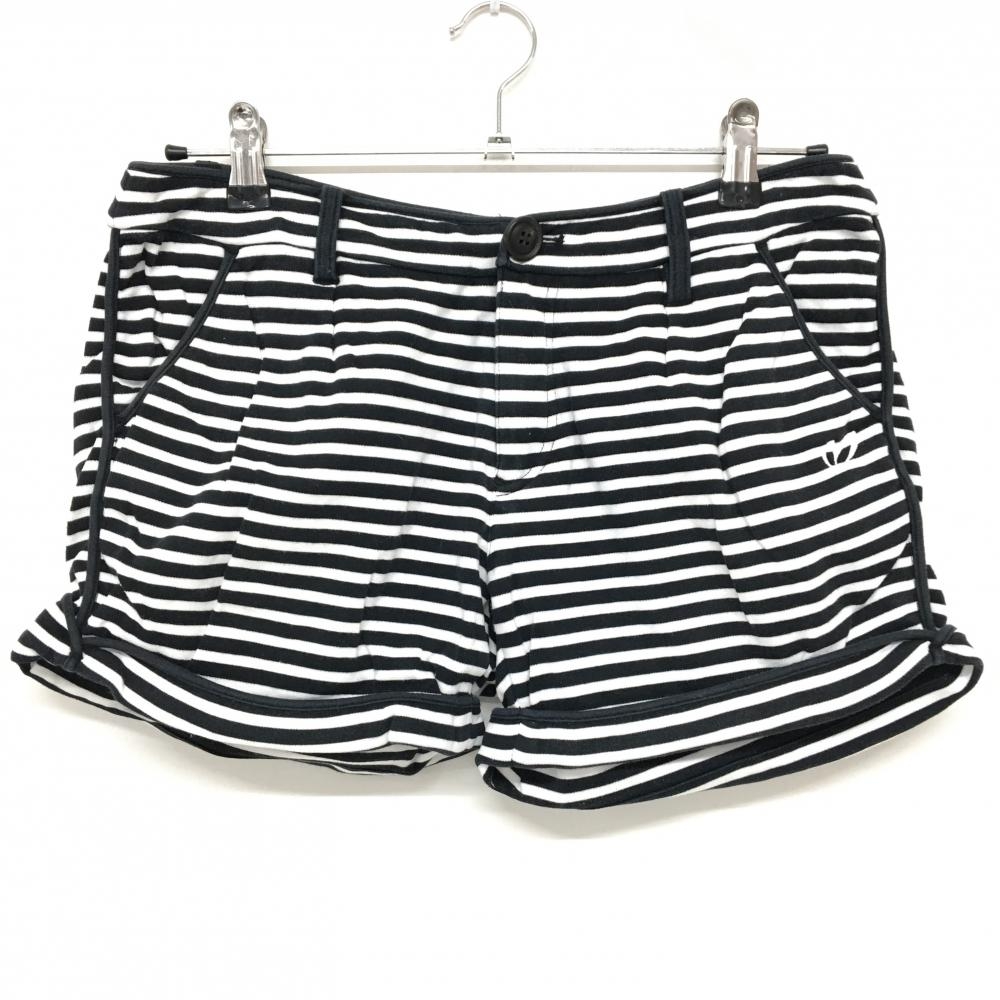 マスターバニー ショートパンツ 白×ダークネイビー ボーダー ロゴ刺しゅう  レディース 2(L) ゴルフウェア MASTER BUNNY EDITION