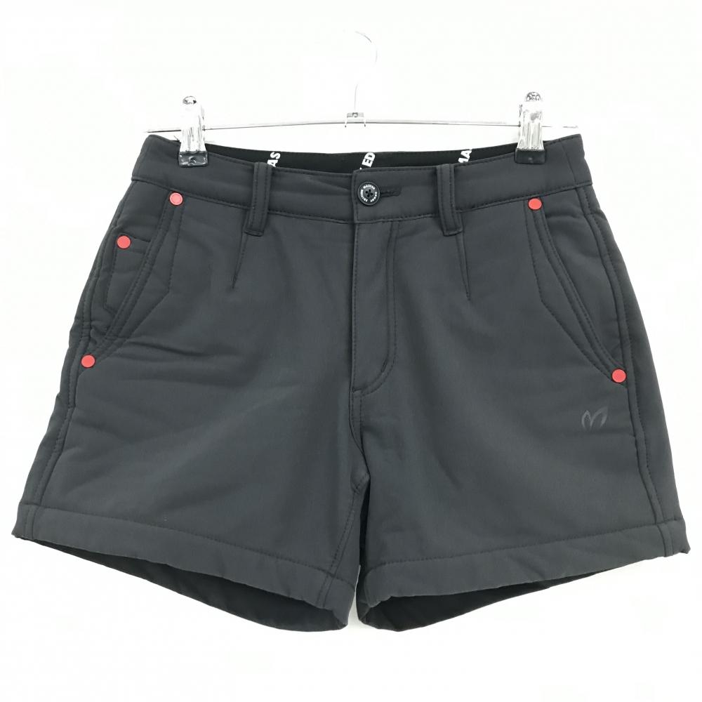 【美品】マスターバニー ショートパンツ 黒 ボタンレッド 裏起毛  レディース 0(S) ゴルフウェア MASTER BUNNY EDITION