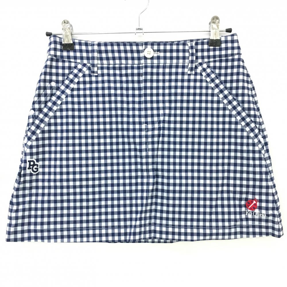 【新品】マスターバニー スカート 白×ネイビー チェック サッカー生地  レディース 1(M) ゴルフウェア MASTER BUNNY EDITION