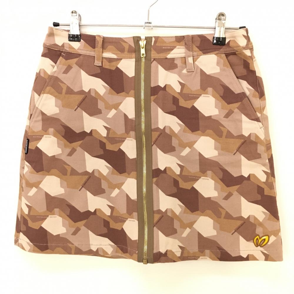 【超美品】マスターバニー スカート ブラウン×ベージュ 総柄 フロントファスナー  レディース 1(M) ゴルフウェア MASTER BUNNY EDITION