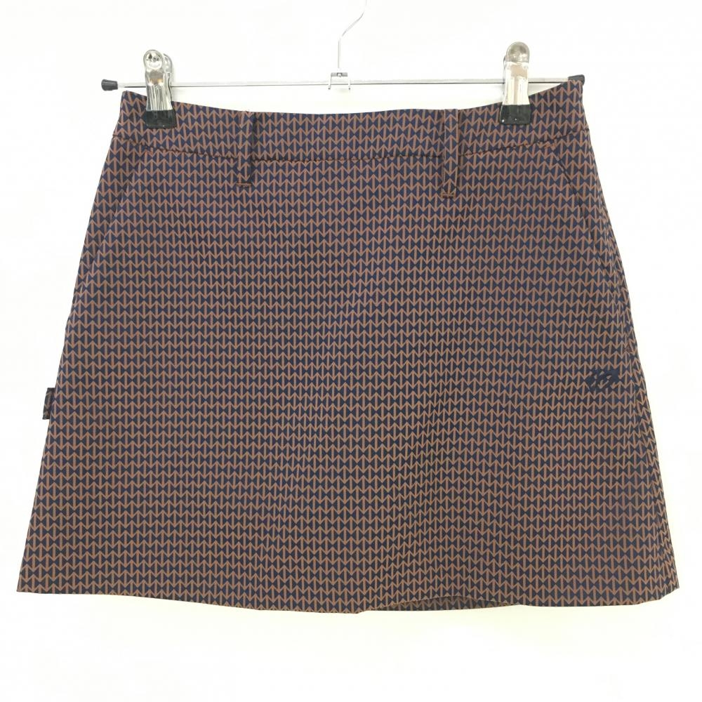 【超美品】マスターバニー スカート ブラウン×ネイビー 総柄 内側インナーパンツ レディース 00(XS) ゴルフウェア MASTER BUNNY EDITION