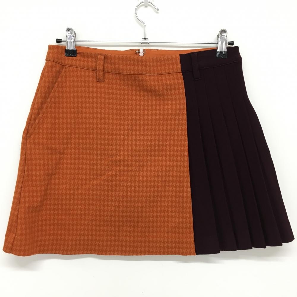 マスターバニー スカート オレンジ×ボルドー 千鳥格子 裏地付き レディース 1(M) ゴルフウェア MASTER BUNNY EDITION