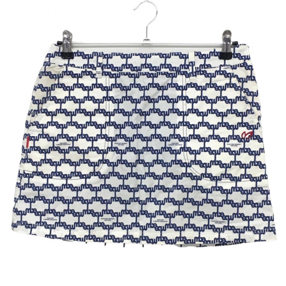 マスターバニー スカート 白×ネイビー ロゴ総柄  レディース 1(M) ゴルフウェア MASTER BUNNY EDITION