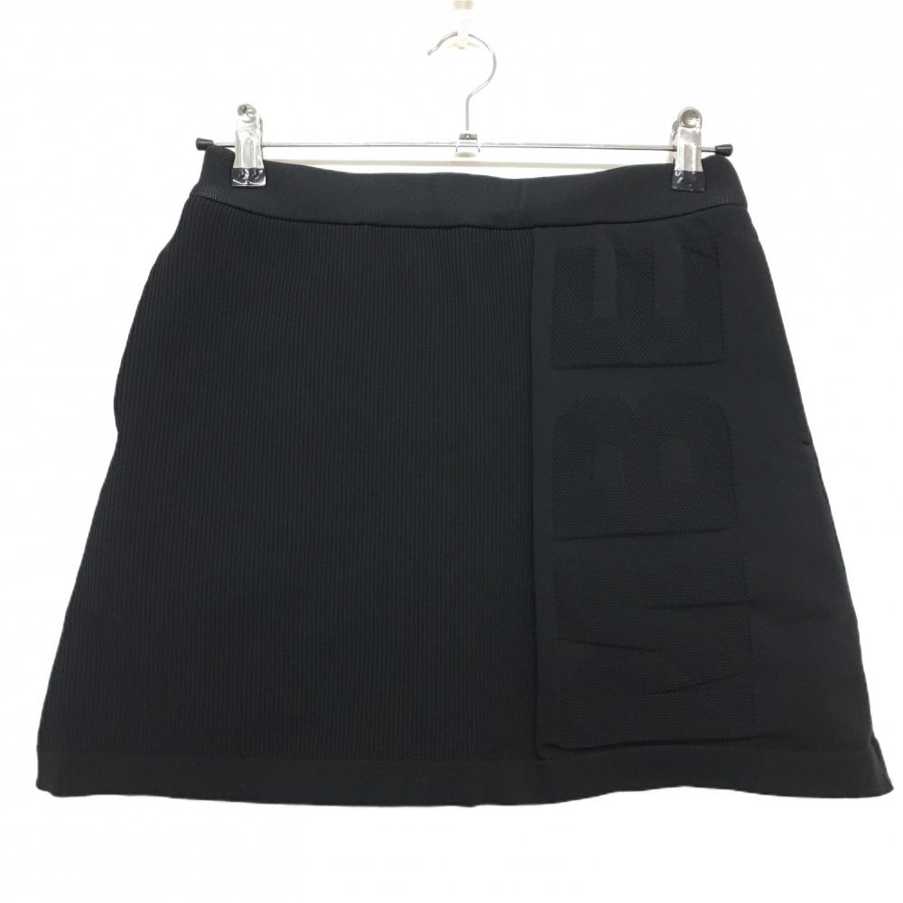 【超美品】マスターバニー ニットスカート 黒 凹凸ロゴ ウエスト調整紐 レディース 0(S) ゴルフウェア MASTER BUNNY EDITION