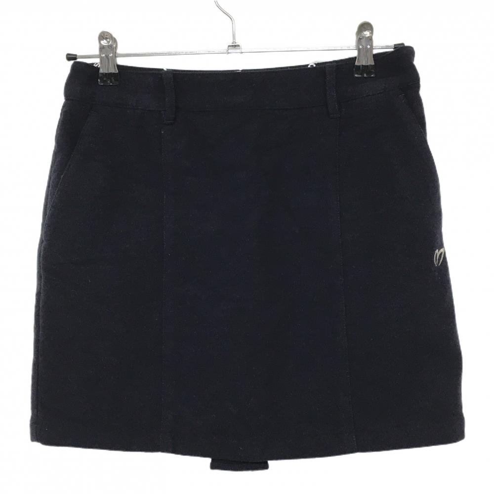 【美品】マスターバニー スカート ダークネイビー 後ろ一部プリーツ ウール混 裏地付  レディース 0(S) ゴルフウェア MASTER BUNNY EDITION